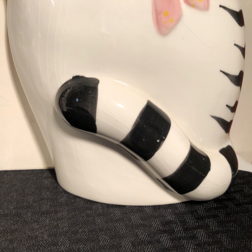 Big ! Set of 2 Vintage Cat 🐈 Figures black & white ceramic Super Cute - Picture 5 of 16